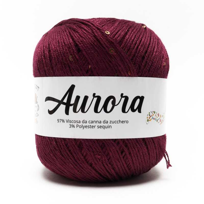 Filato Aurora con paillettes - colore Bordeaux, viscosa naturale per uncinetto e ferri Filato Aurora con paillettes - colore Bordeaux, viscosa naturale per uncinetto e ferri