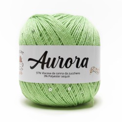 Filato Aurora con paillettes - colore Verde Chiaro, viscosa naturale per uncinetto e ferri