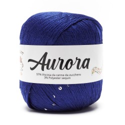 Filato Aurora con paillettes - colore Blu Elettrico, viscosa naturale per uncinetto e ferri