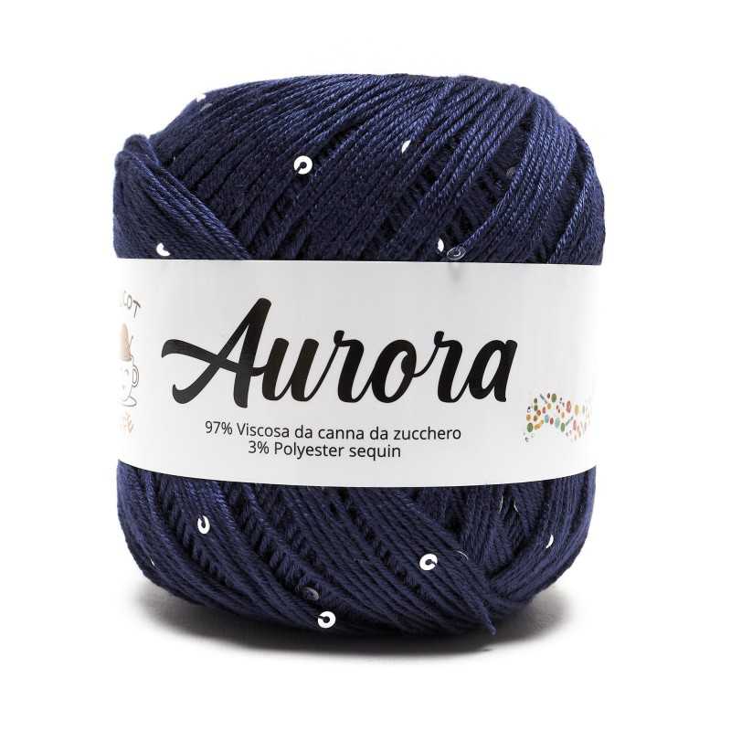 Filato Aurora con paillettes - colore Blu Notte, viscosa naturale per uncinetto e ferri Filato Aurora con paillettes - colore Blu Notte, viscosa naturale per uncinetto e ferri