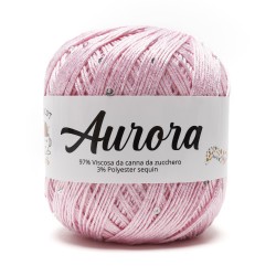 Filato Aurora con paillettes - colore Rosa, viscosa naturale per uncinetto e ferri