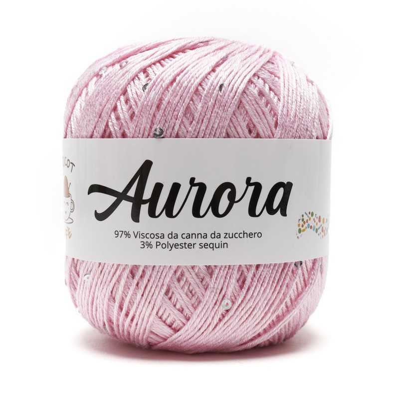 Filato Aurora con paillettes - colore Rosa, viscosa naturale per uncinetto e ferri Filato Aurora con paillettes - colore Rosa, viscosa naturale per uncinetto e ferri
