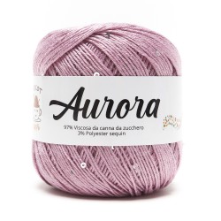 Filato Aurora con paillettes - colore Rosa Antico, viscosa naturale per uncinetto e ferri