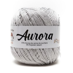 Filato Aurora con paillettes - colore Grigio Perla, viscosa naturale per uncinetto e ferri