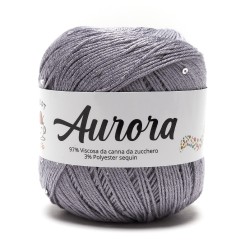 Filato Aurora con paillettes - colore Grigio, viscosa naturale per uncinetto e ferri