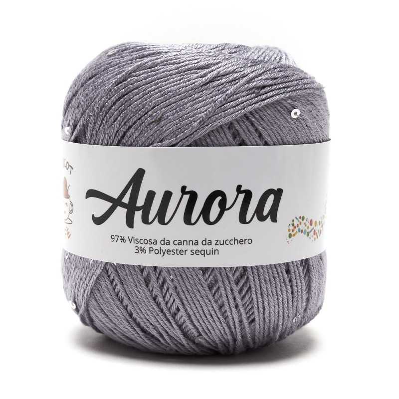 Filato Aurora con paillettes - colore Grigio, viscosa naturale per uncinetto e ferri Filato Aurora con paillettes - colore Grigio, viscosa naturale per uncinetto e ferri