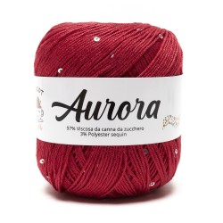 Filato Aurora con paillettes - colore Rosso, viscosa naturale per uncinetto e ferri