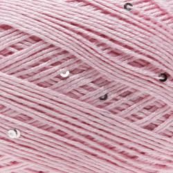 Primo piano filato Aurora viscosa con paillettes - Rosa, dettaglio texture gomitolo