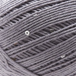 Primo piano filato Aurora viscosa con paillettes - Grigio, dettaglio texture gomitolo