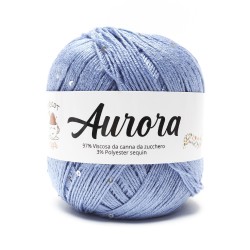 Filato Aurora con paillettes - colore Indaco, viscosa naturale per uncinetto e ferri