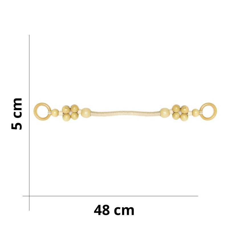 Pair of wooden bag handles rings and pearls - Size 48x5 cm - Cream Pair of wooden bag handles rings and pearls - Size 48x5 cm - Cream