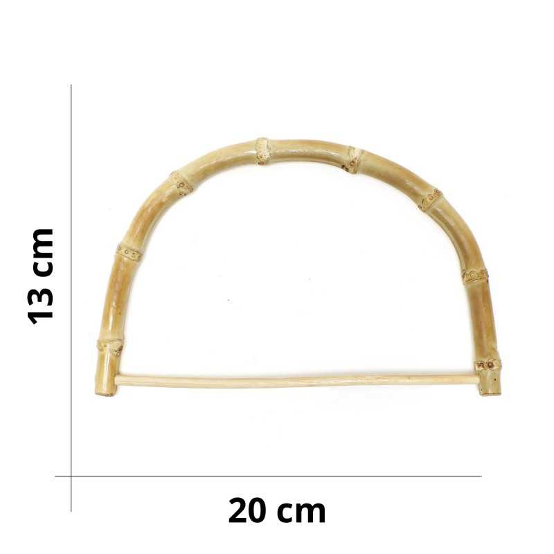 Coppia di manici in bamboo chiaro per borse  - 20x13 cm