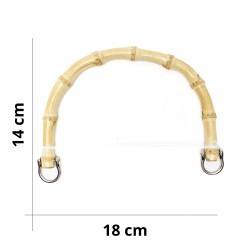 Coppia manici per borsa in bamboo chiaro con anelli in metallo - Misura 18x14 cm