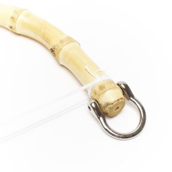 Pair of bamboo bag handles with metal rings - Size 18x14 cm - Detail