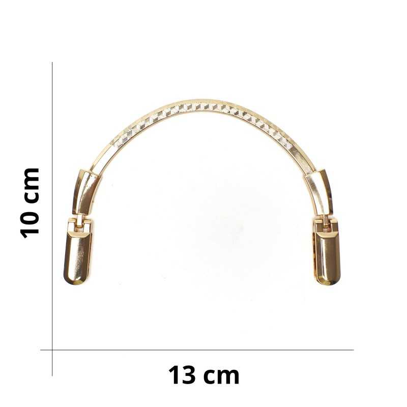 Pair of metal bag handles with decoration - Gold - Size 13x10 cm Pair of metal bag handles with decoration - Gold - Size 13x10 cm