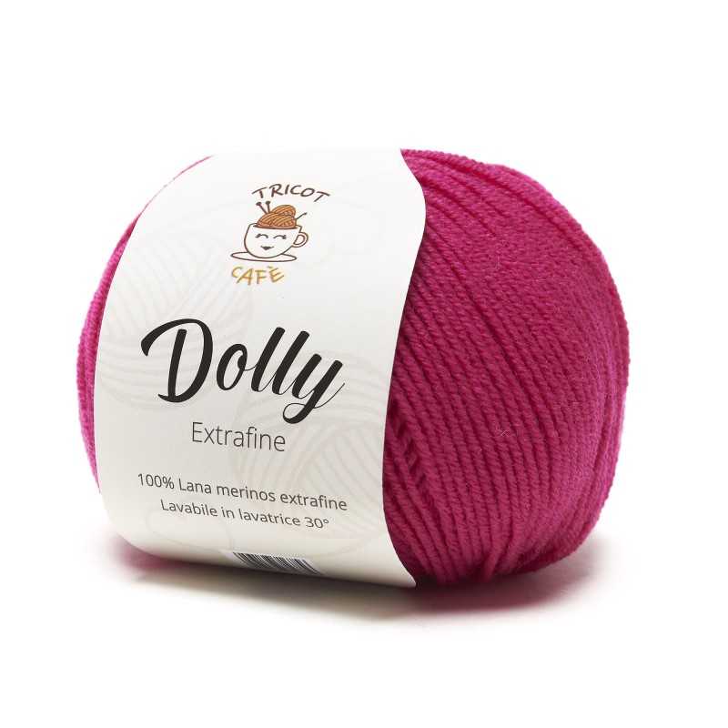 Gomitolo di lana merinos superwash fucsia Dolly del marchio Tricot Café Gomitolo di lana merinos superwash fucsia Dolly del marchio Tricot Café