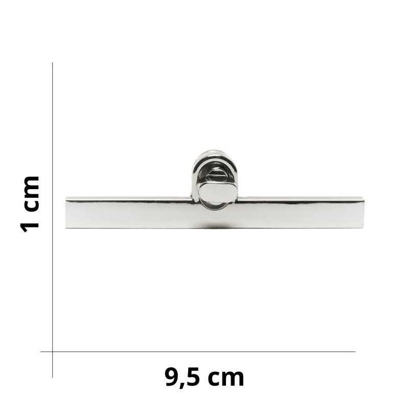Chiusura a girello ad asta per borse fai da te - Argento - Misura 9,5x1 cm Chiusura a girello ad asta per borse fai da te - Argento - Misura 9,5x1 cm