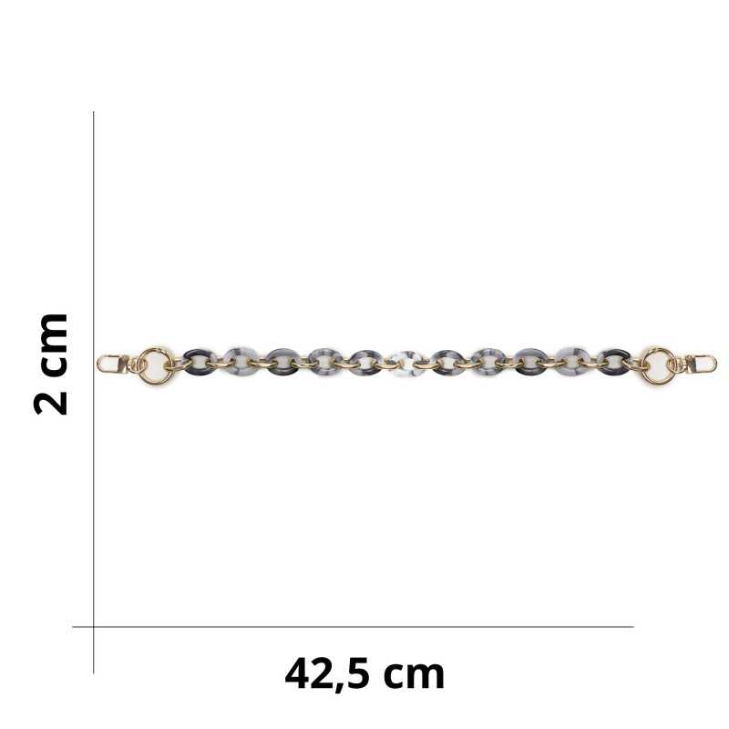 Anse chaîne en résine pour sacs en tissu crochet et DIY - Taille - 42,5x2cm - Blanc Noir Marbré 376 Anse chaîne en résine pour sacs en tissu crochet et DIY - Taille - 42,5x2cm - Blanc Noir Marbré 376