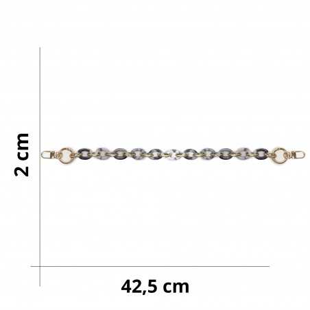 Manico a catena in resina per borse uncinetto e in tessuto fai da te - Misura - 42,5x2cm - Bianco Nero Marmorizzato 376