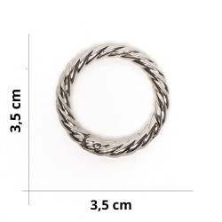 Mousqueton rond rayé pour sacs DIY - Argent - Ø 3,5 cm
