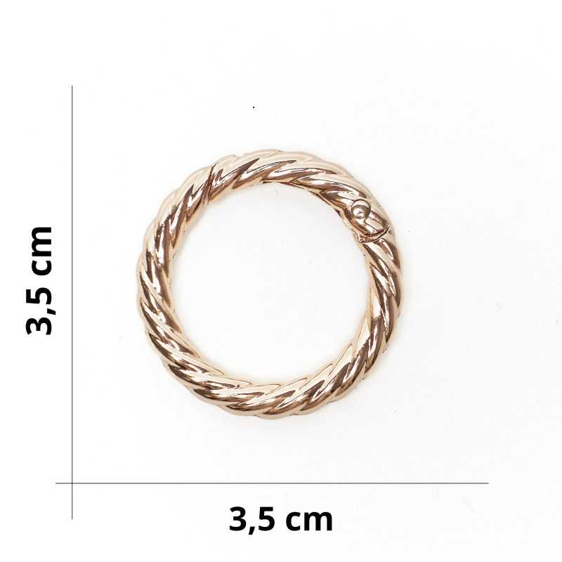 Mousqueton rond rayé pour sacs DIY - Doré - Ø 3,5 cm Mousqueton rond rayé pour sacs DIY - Doré - Ø 3,5 cm