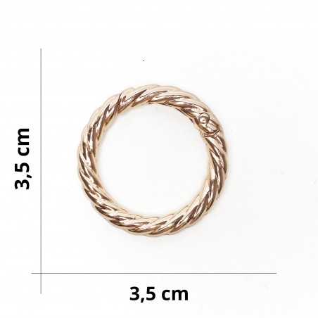 Moschettone tondo rigato per borse fai da te - Oro -  Ø 3,5 cm