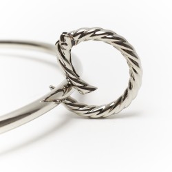 Mousqueton rond rayé pour sacs DIY - Argent - Ø 3,5 cm - Détail ouverture
