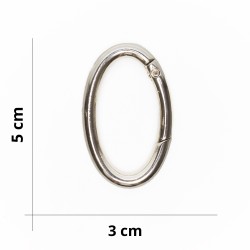 Oval snap hook for crochet and fabric bags - Silver - Size 5x3 cm