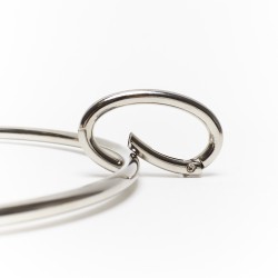 Oval snap hook for crochet and fabric bags - Silver - Opening detail