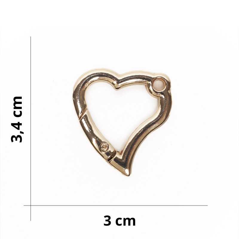 Mousqueton en forme de coeur pour sacs DIY Doré - Taille 3x3,4 cm Mousqueton en forme de coeur pour sacs DIY Doré - Taille 3x3,4 cm