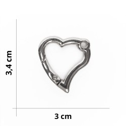 Mousqueton en forme de coeur pour sacs DIY Argenté - Taille 3x3,4 cm