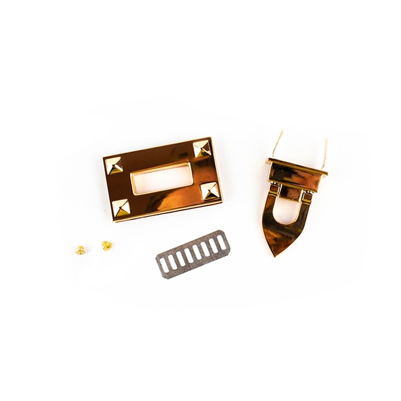 Chiusura borsa rettangolare borchiata - Oro - Misura 4,9x2,9cm Chiusura borsa rettangolare borchiata - Oro - Misura 4,9x2,9cm