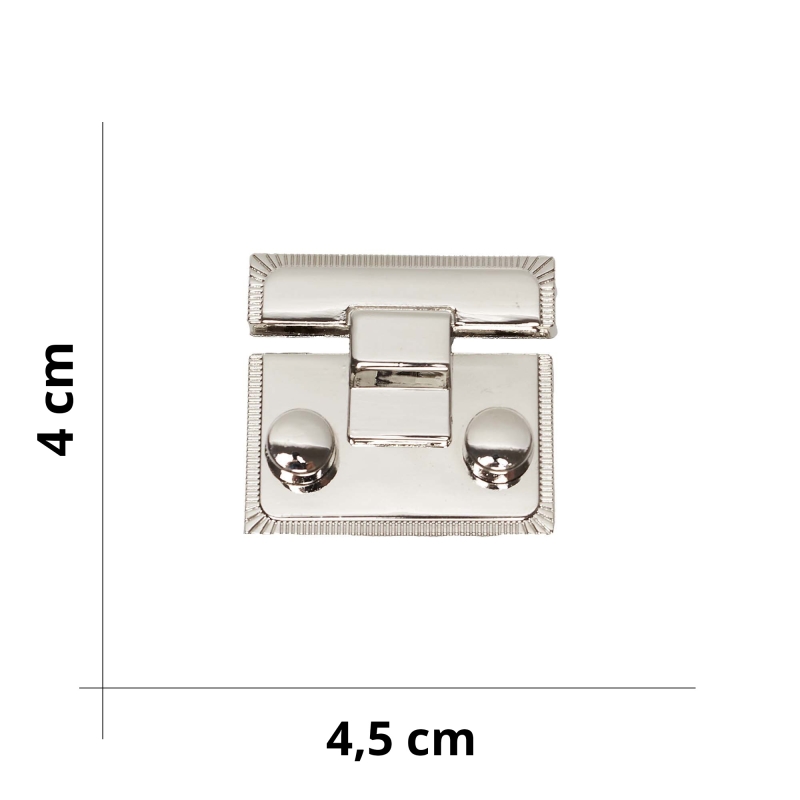 Chiusura a scatto quadrata con rotelline - Argento - Misura 4,5x4 cm Chiusura a scatto quadrata con rotelline - Argento - Misura 4,5x4 cm