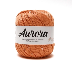 Filato Aurora con paillettes - colore Salmone, viscosa naturale per uncinetto e ferri