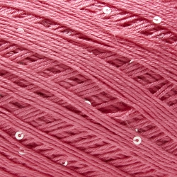 Primo piano filato Aurora viscosa con paillettes - Rosa Scuro, dettaglio texture gomitolo