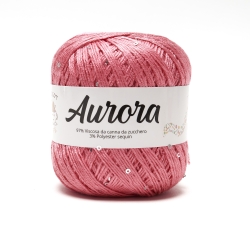 Filato Aurora con paillettes - colore Rosa Scuro, viscosa naturale per uncinetto e ferri